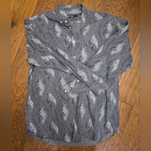 Daniel Cremieux Paisley Button Down Shirt - Gray Blue and White sz Large